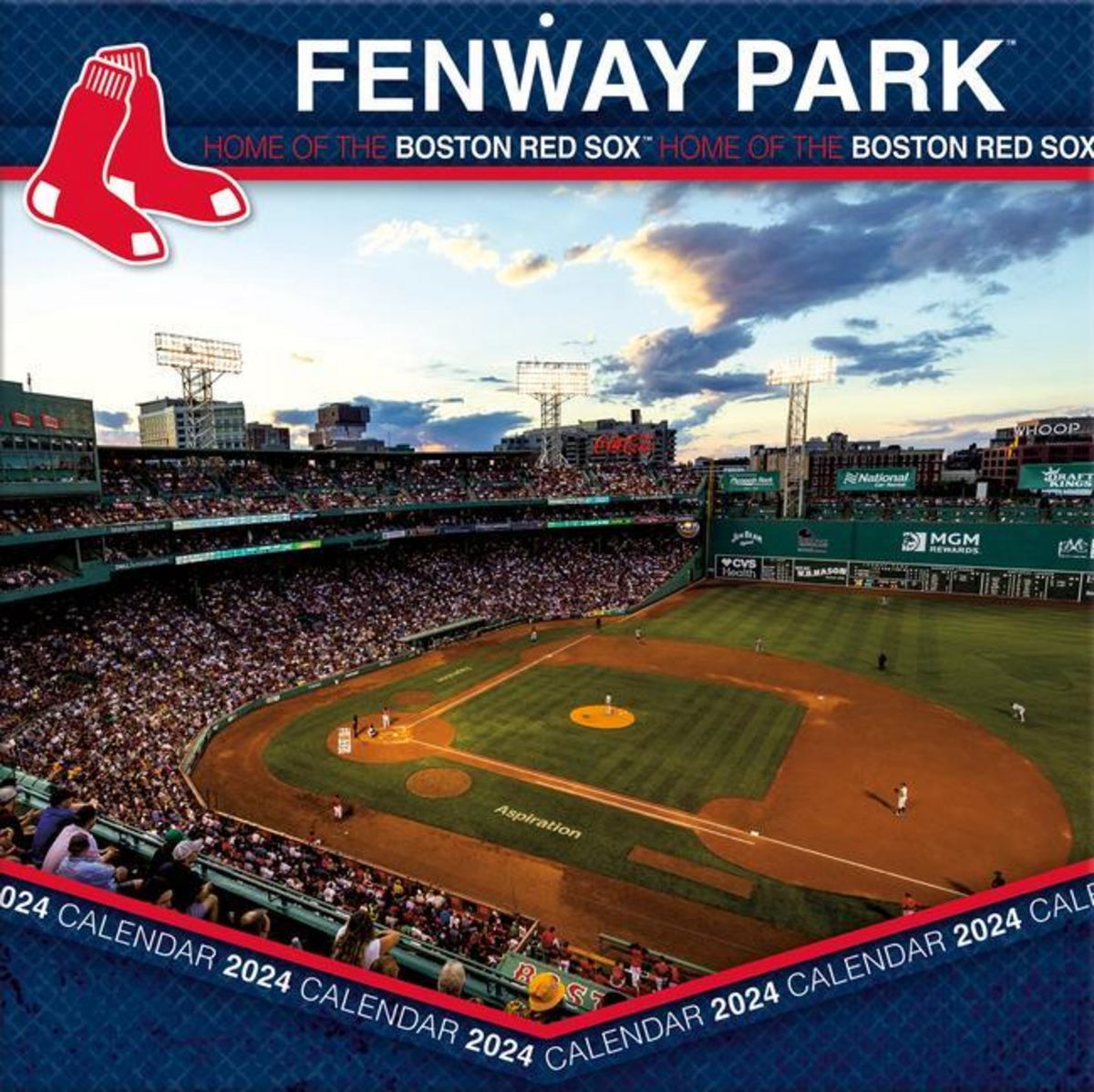 'Boston Red Sox Fenway Park 2024 12x12 Stadium Wall Calendar