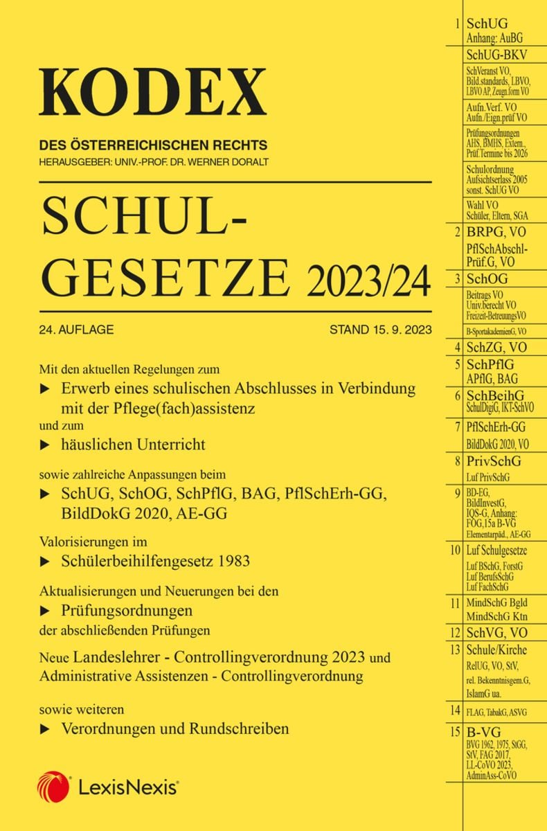 'KODEX Schulgesetze 2023/24' Von '' - Buch - '978-3-7007-8401-2'