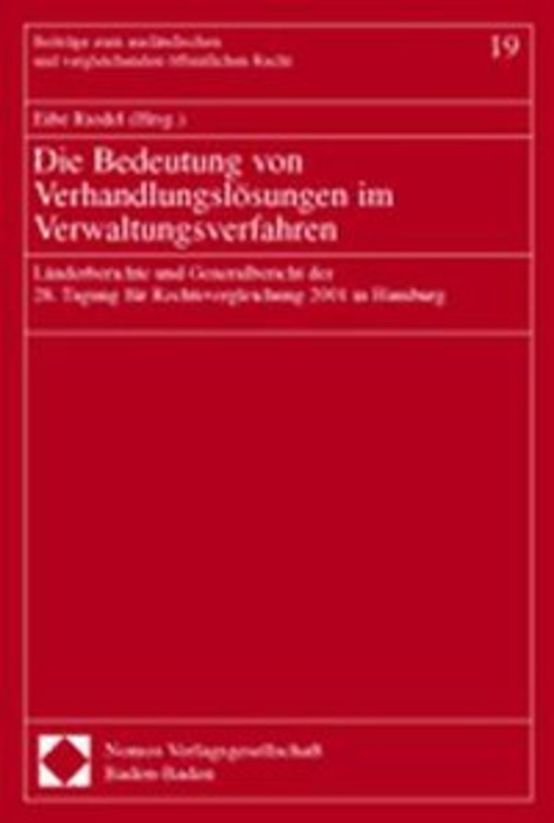 Die Bedeutung von Verhandlungslsungen im Verwaltungsverfahren" online  kaufen