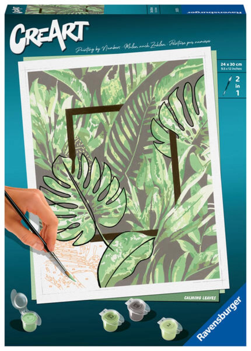 Peinture Par Numéros Ravensburger CreArt Calming Leaves 24x30cm - Adulte Dès 12 Ans