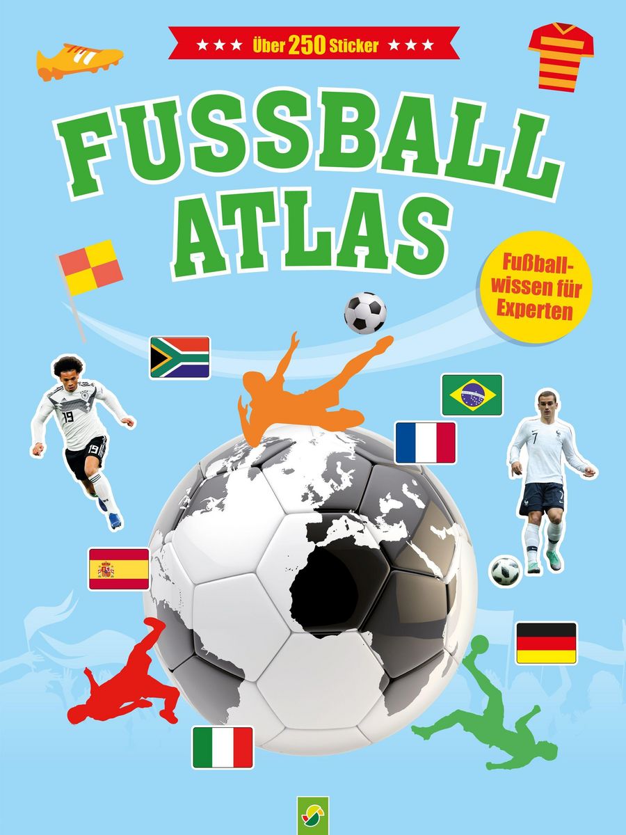 FußballAtlas mit über 250 Stickern für Kinder ab 6 Jahren