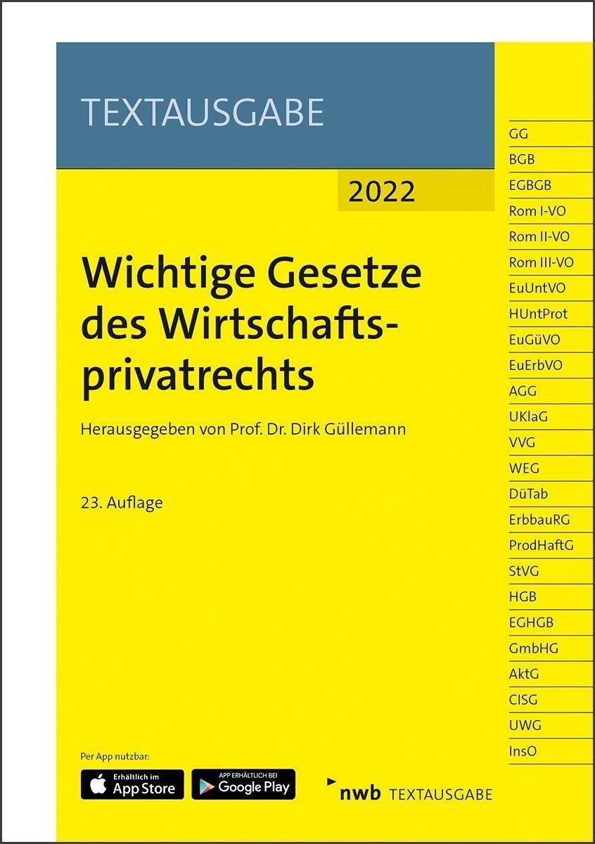 Wichtige Wirtschaftsgesetze Für Bachelor Master Wichtige Gesetze des Wirtschaftsprivatrechts - Buch | Thalia