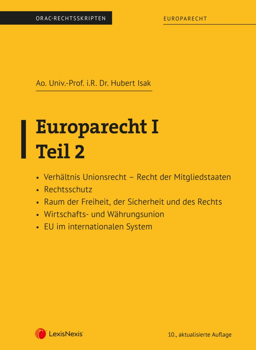 'Europarecht I – Teil 2' Von 'Hubert Isak' - Buch - '978-3-7007-8083-0'