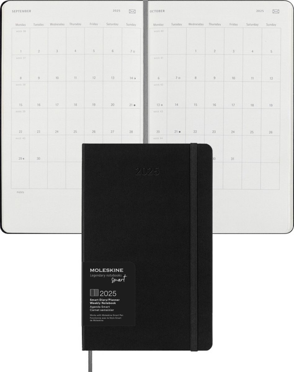 Moleskine Smart Kalender 2025 für das Smart Writing System, Schwarz