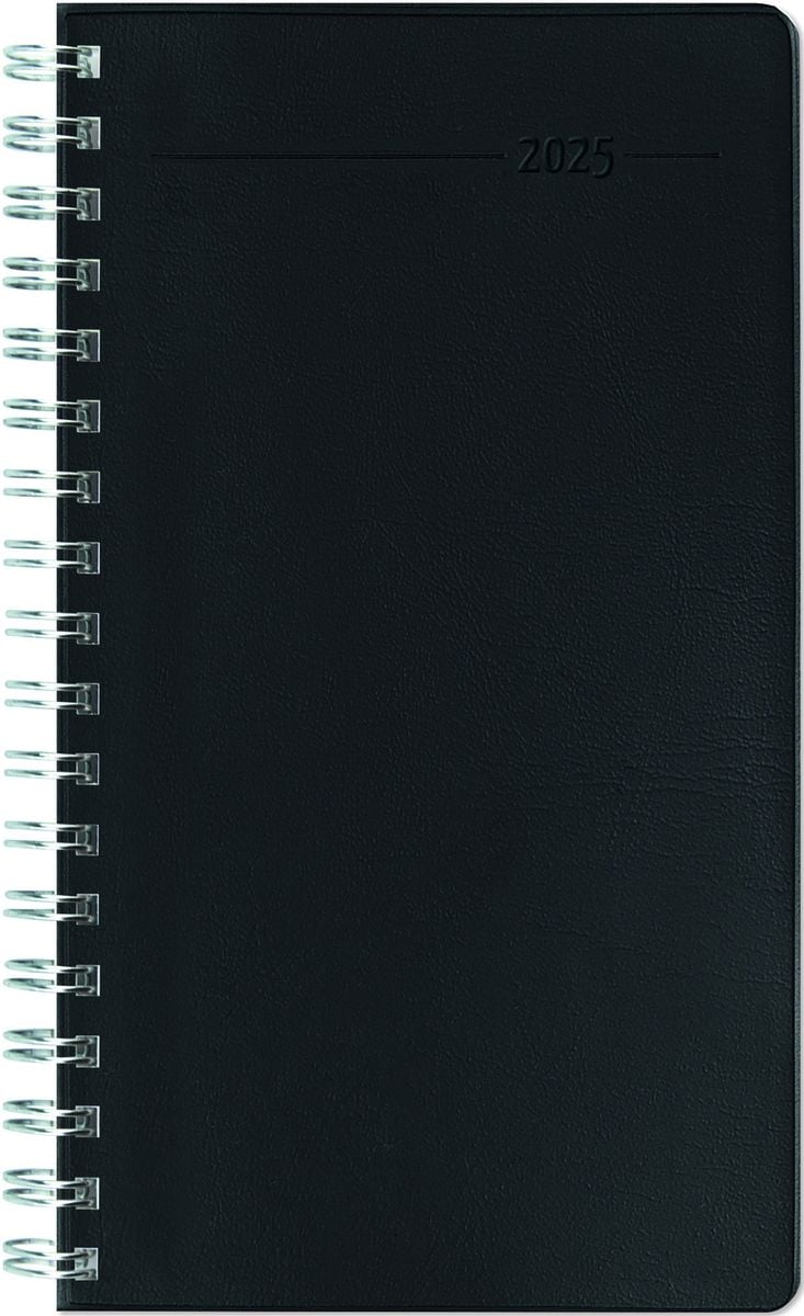 'Slimtimer Ringbuch PVC schwarz 2025 - Taschen-Kalender 9x15,6 cm - Ringbindung - fester PVC 