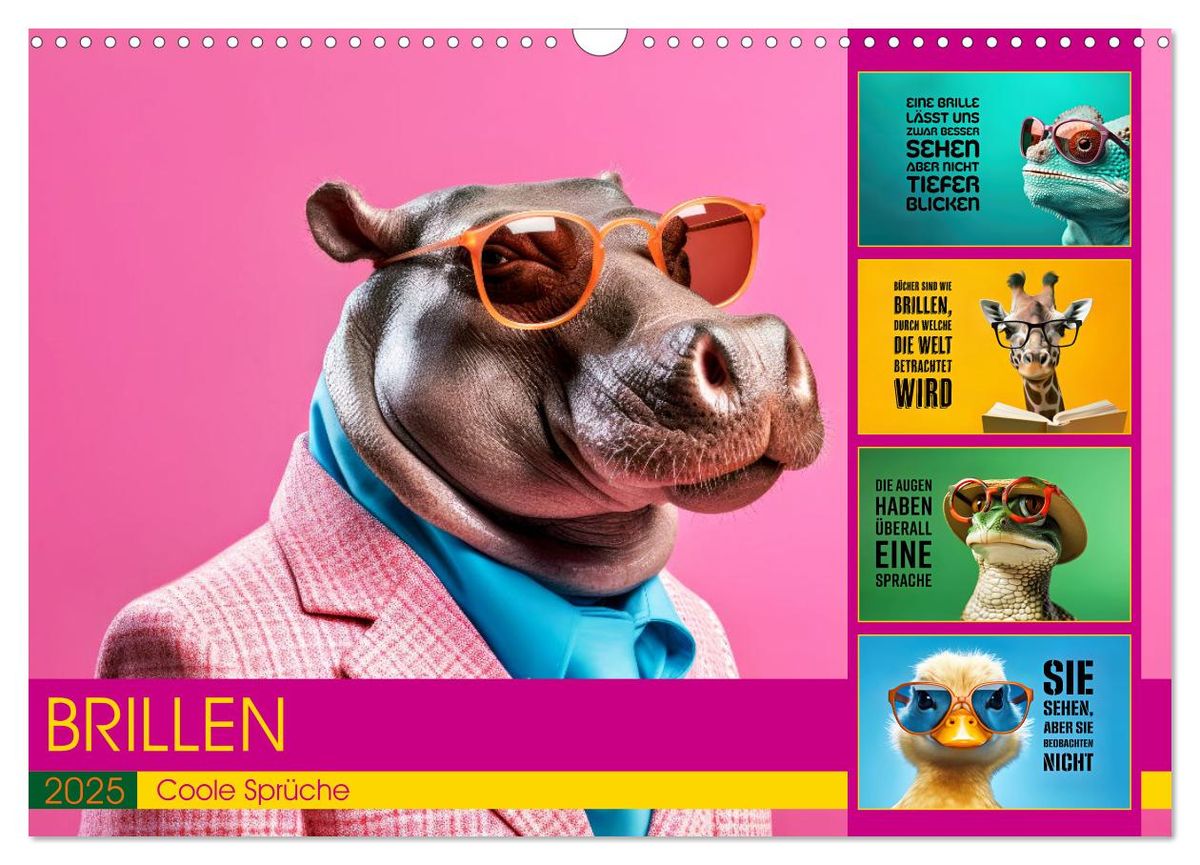 BRILLEN coole Sprüche (Wandkalender 2025 DIN A3 quer), CALVENDO