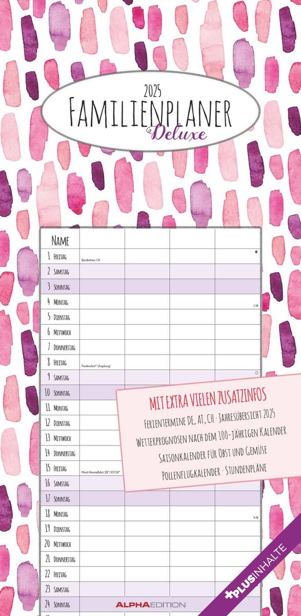 'Familienplaner Deluxe 2025 - Familien-Timer 22x45 cm - mit