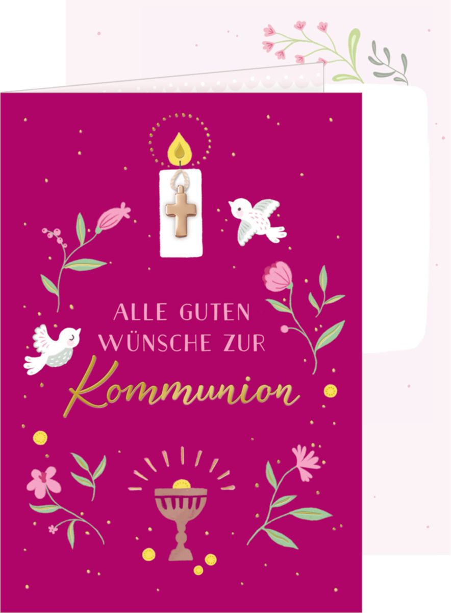 Grußkarte Alle guten Wünsche zur Kommunion (beere) Coppenrath