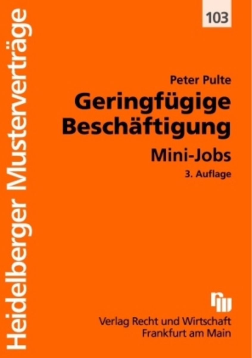 'Geringfügige Beschäftigung' Von 'Peter Pulte' - Buch - '978-3-8005-4256-7'