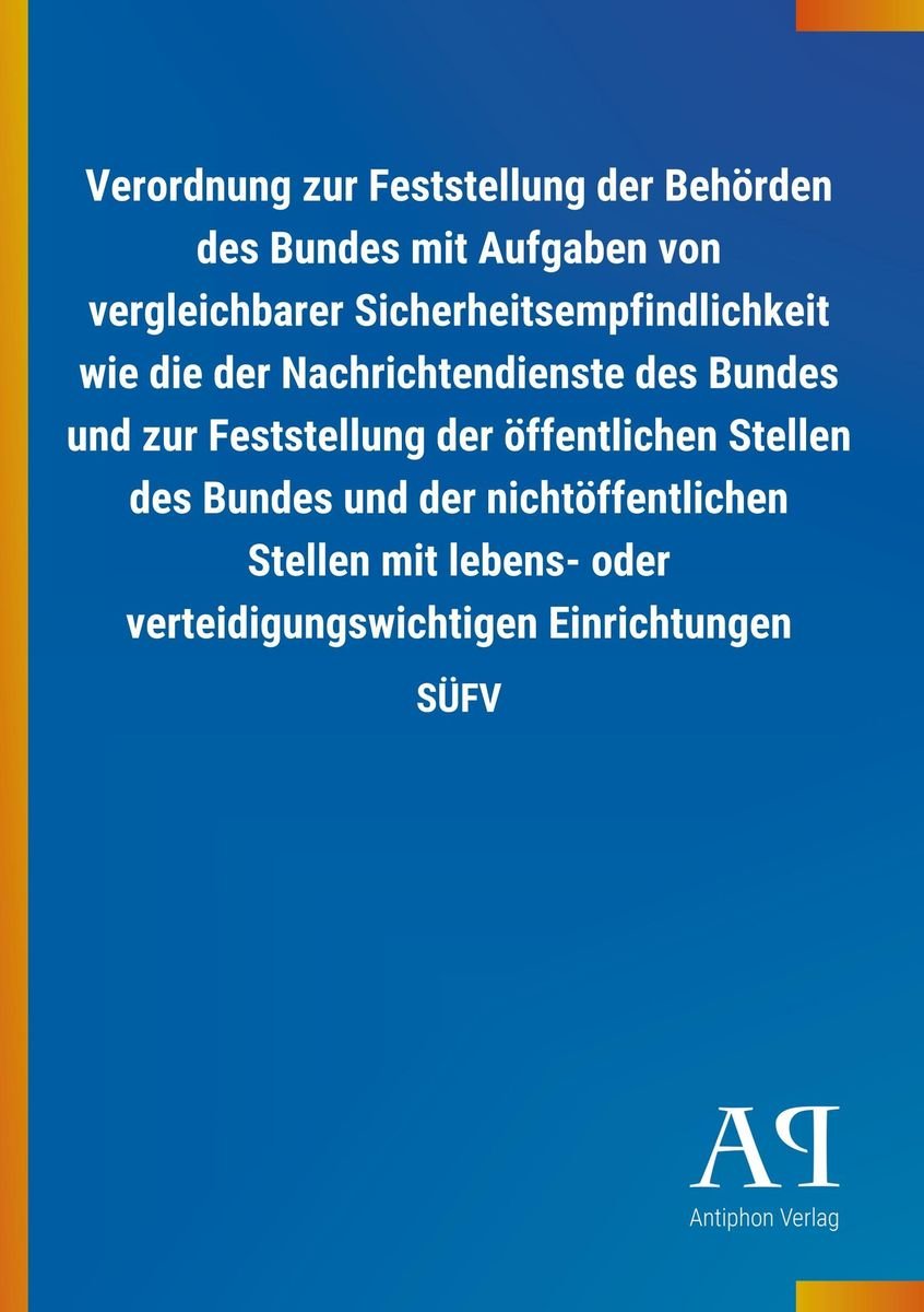 'Verordnung Zur Feststellung Der Behörden Des Bundes Mit Aufgaben Von ...