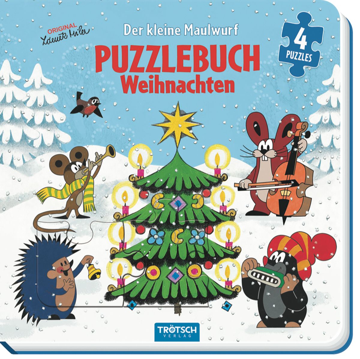 Trötsch Der kleine Maulwurf Puzzlebuch mit 4 Puzzle Weihnachten Buch