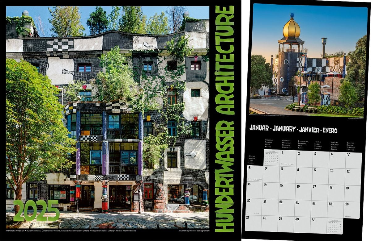 'Hundertwasser Broschürenkalender Architektur 2025' 'Kalender'