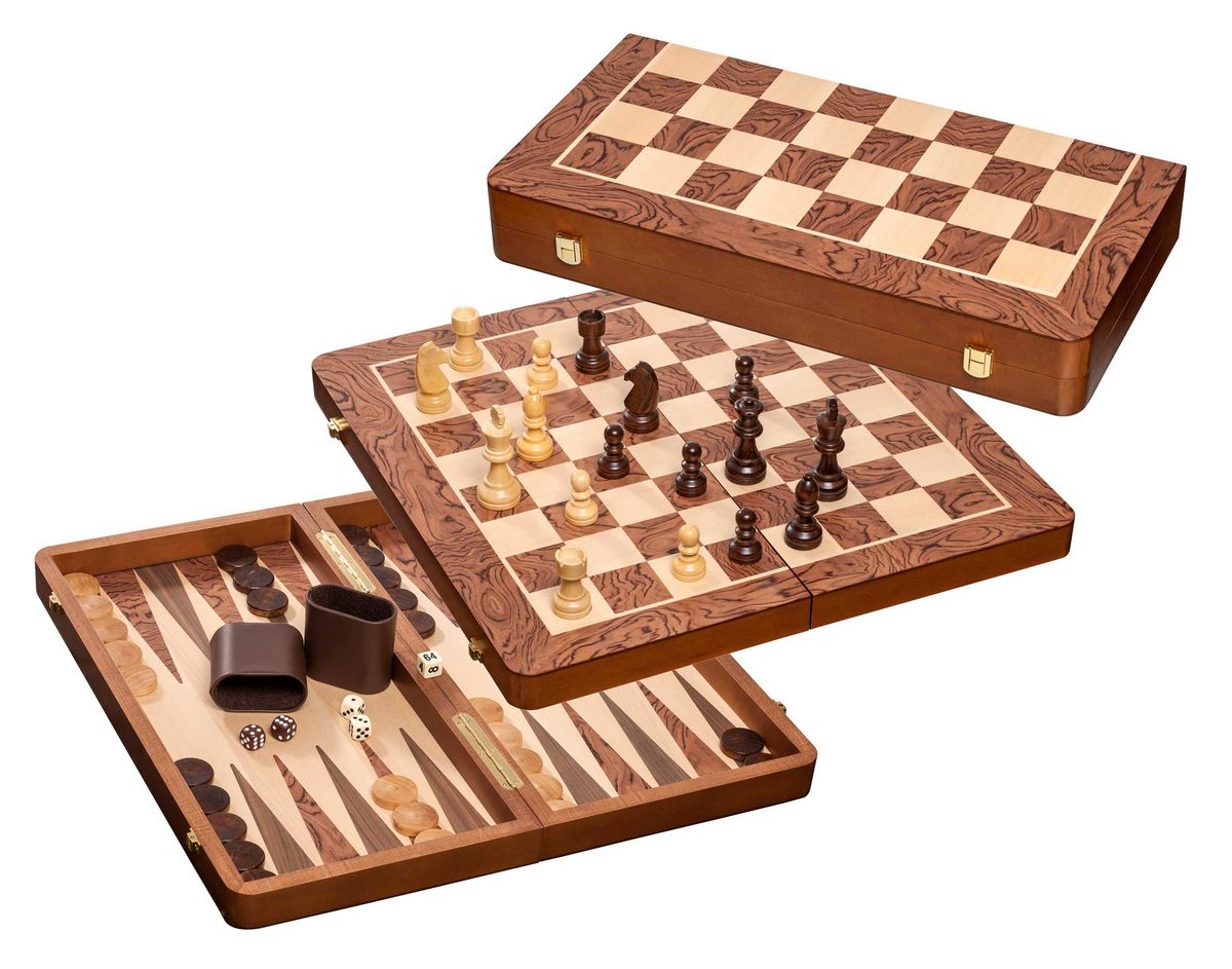 Philos Chess Backgammon Checkers Set Brown 485x500x36 mm 2