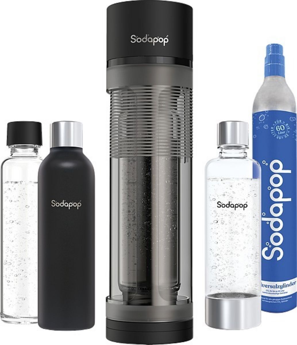 SODAPOP Wassersprudler Logan mit Glasflasche, PET Flasche, Edelstahlflasche + CO2-Zylinder kaufen