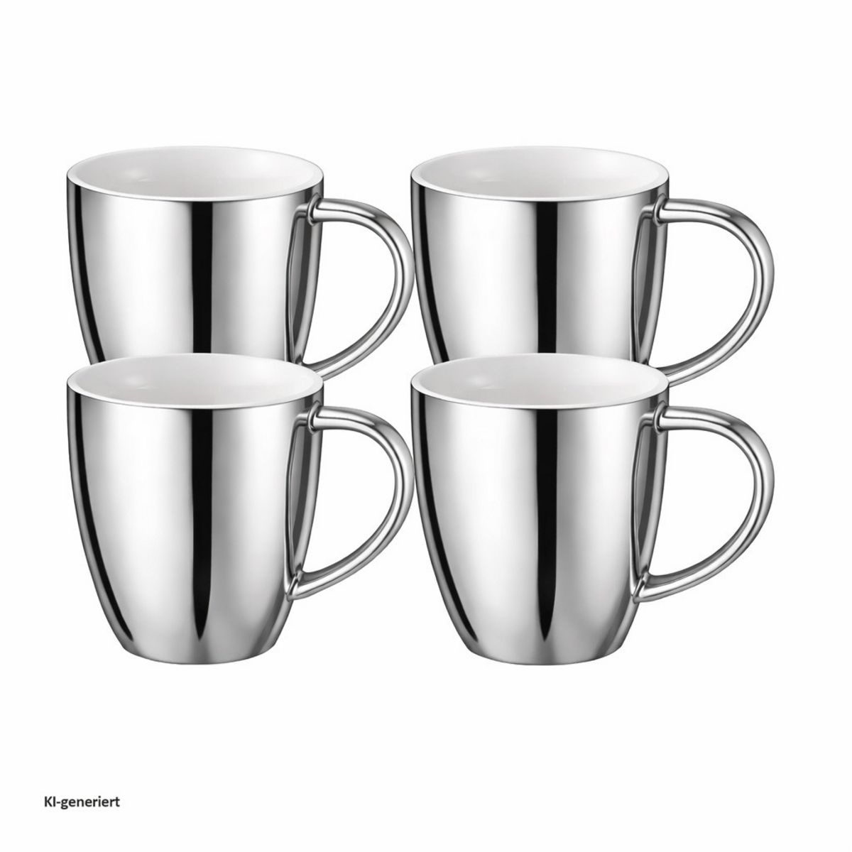 neuetischkultur Becher Set silberfarben mit Henkel 250 ml Porzellan 4 Stück Kaffeebecher kaufen