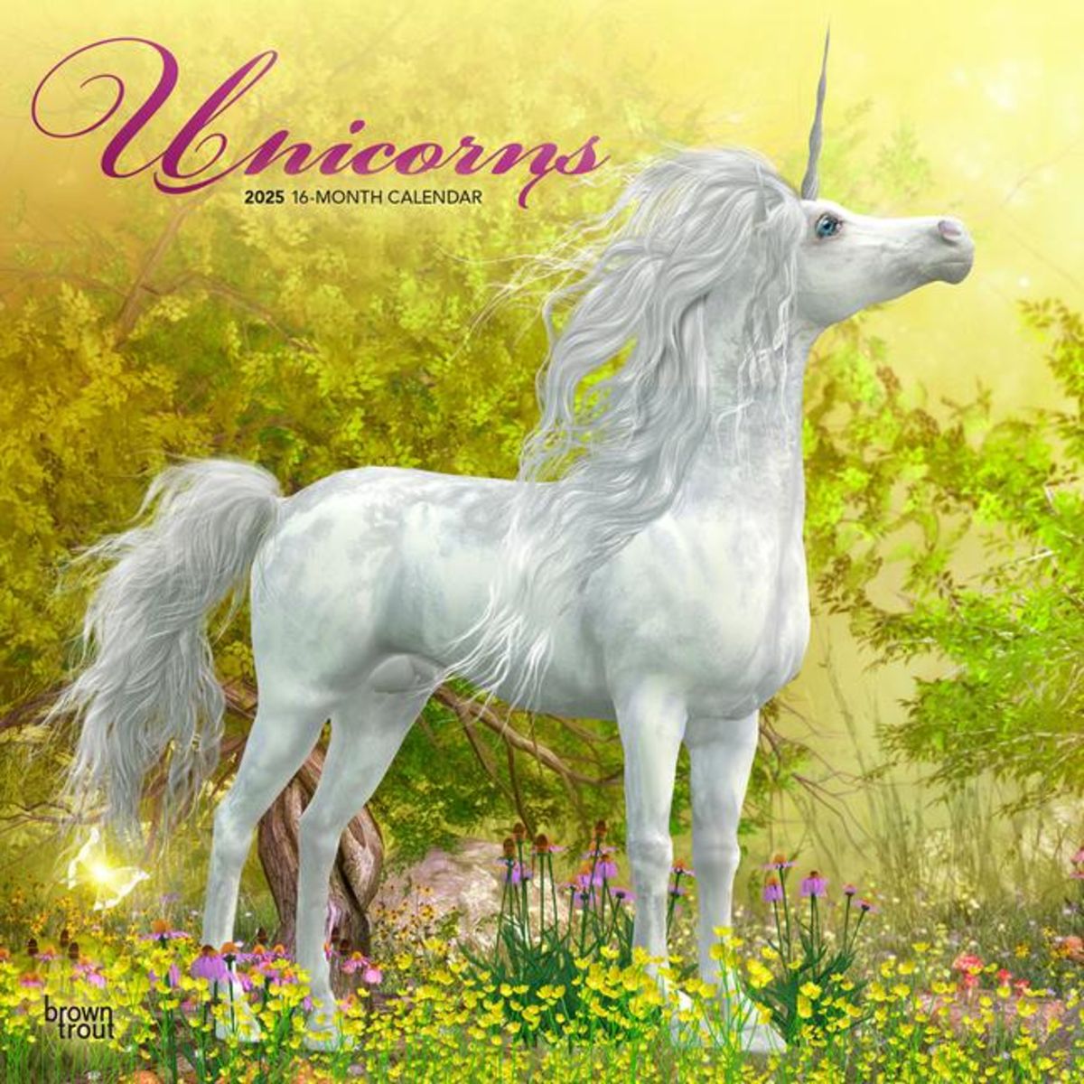 'Unicorns 2025 12 X 24 Inch Monthly Square Wall Calendar Foil Stamped