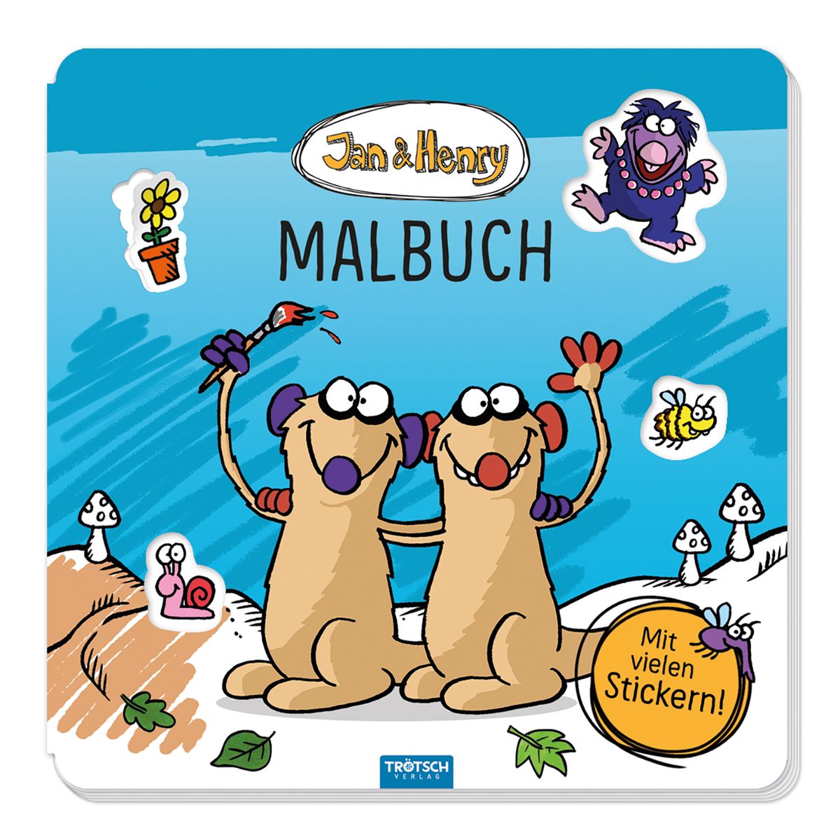 Trötsch Jan und Henry Malbuch mit Stickern von  - Buch -  978-3-96552-308-1