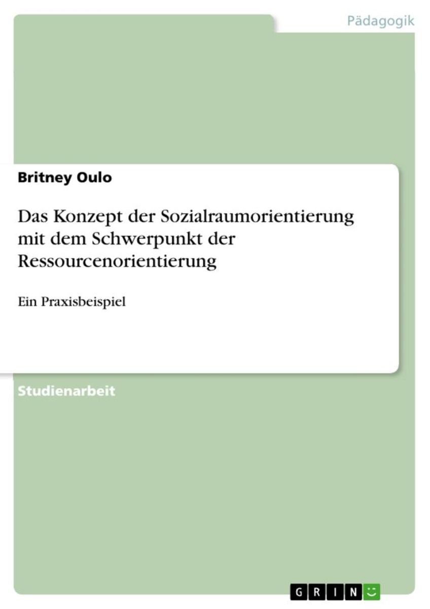 'Das Konzept Der Sozialraumorientierung Mit Dem Schwerpunkt Der ...