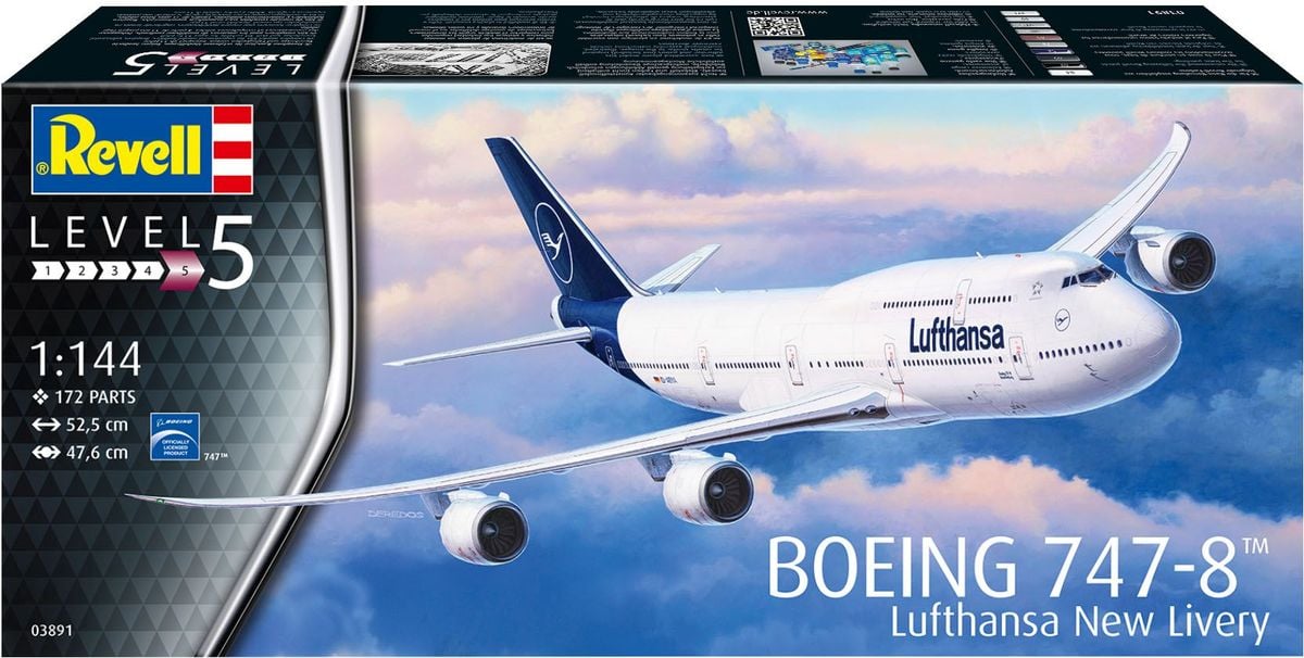 Boeing 747-8 Lufthansa New Livery. Kit de plástico escala 1/144. Nivel Boeing 747-8 Lufthansa New Livery. Kit de plástico escala 1/144. Nivel