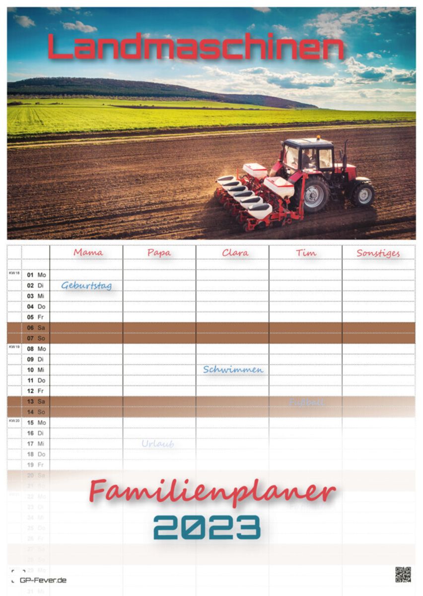 Landmaschinen - Traktor - 2023 - Kalender DIN A3 - (Familienplaner 