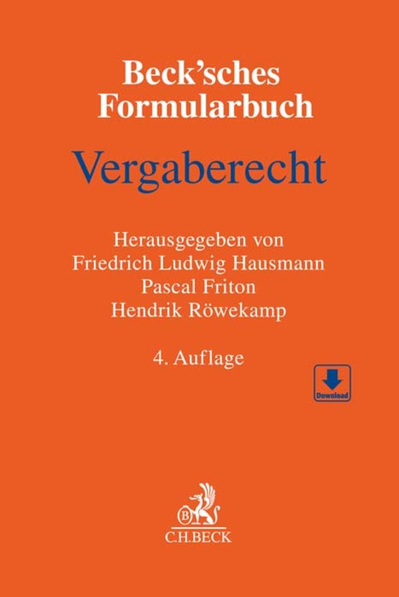 'Beck'sches Formularbuch Vergaberecht' Von '' - Buch - '978-3-406-80349-9'