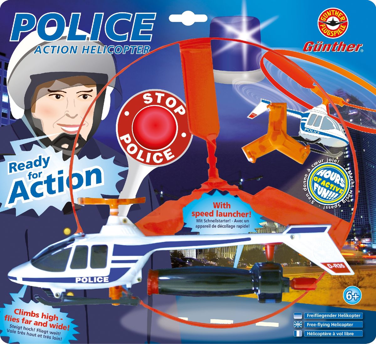 GÜNTHER FLUGSPIELE Fire Copter Hubschrauber | 12,5cm Flug Spielzeug | Ohne Batterien Ab 4 Jahren