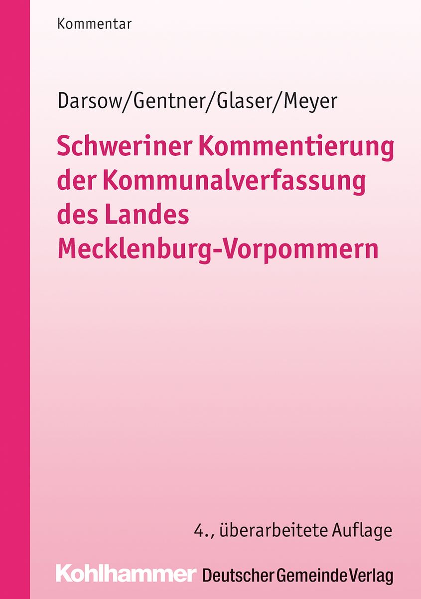 'Schweriner Kommentierung Der Kommunalverfassung Des Landes Mecklenburg ...