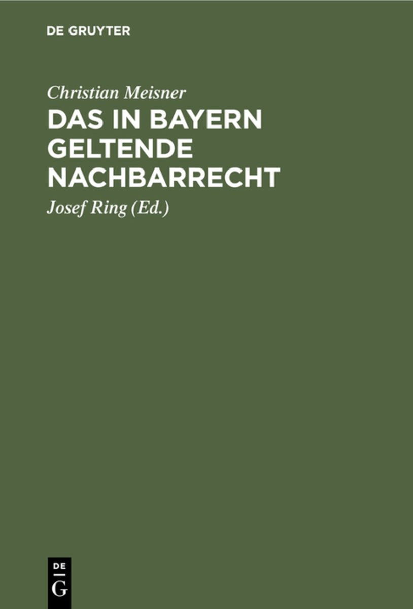 "Das in Bayern geltende Nachbarrecht" online kaufen