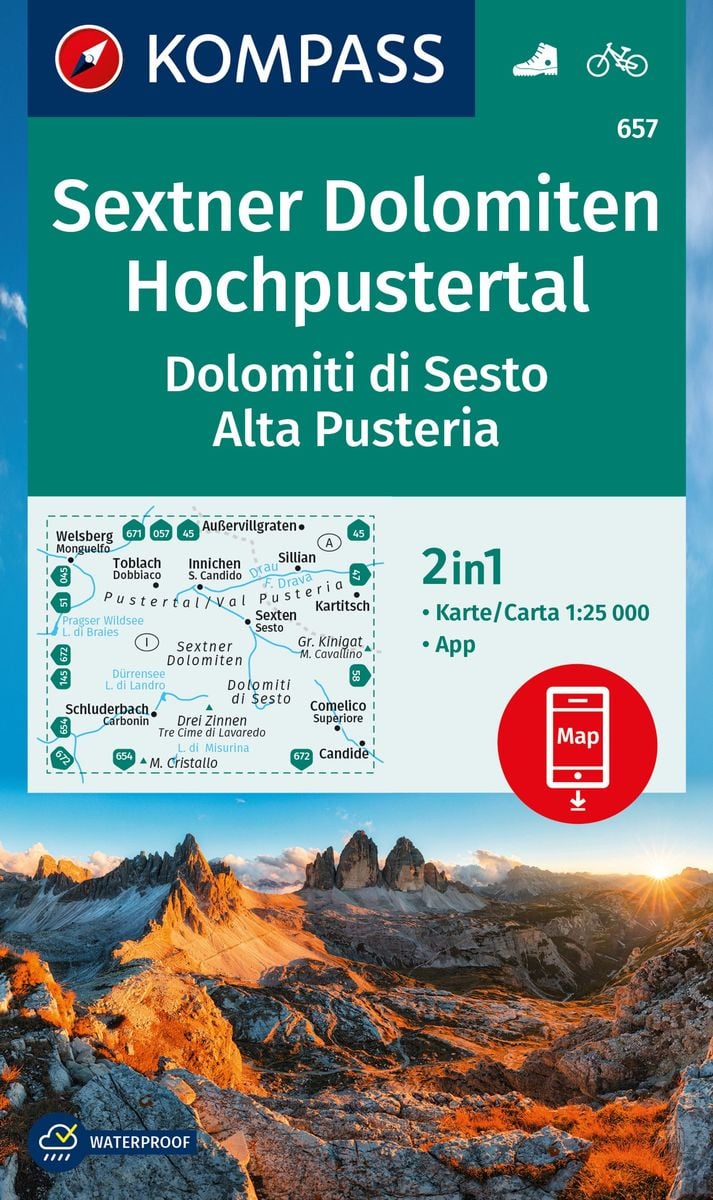 Kompass Wanderkarte Sextner Dolomiten Hochpustertal Dolomiti Di