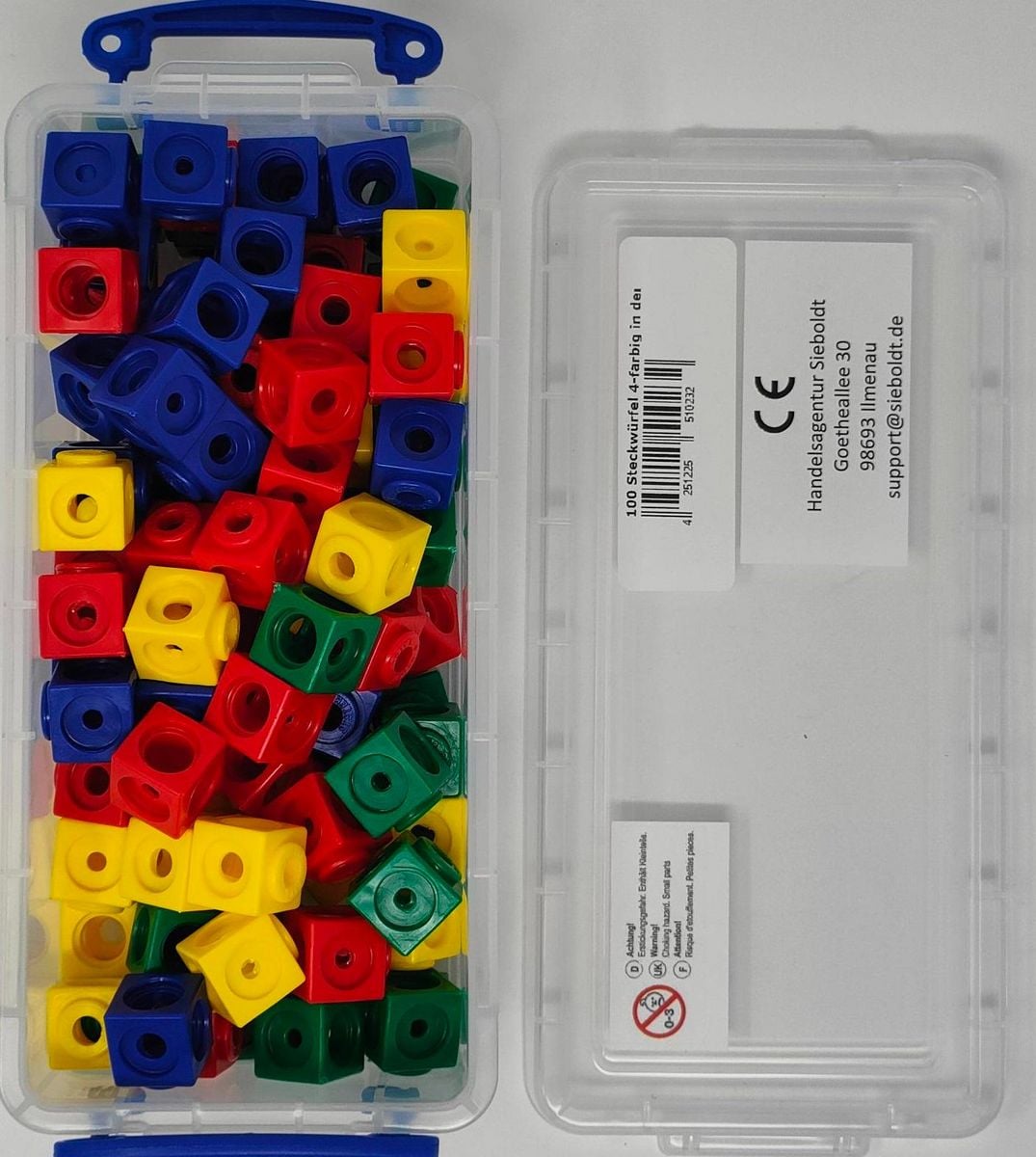 100 Cubetti Colorati Per Matematica - 5 Colori (Rosso, Blu, Giallo, Verde, Bianco), Spigolo 1,7 Cm - 2