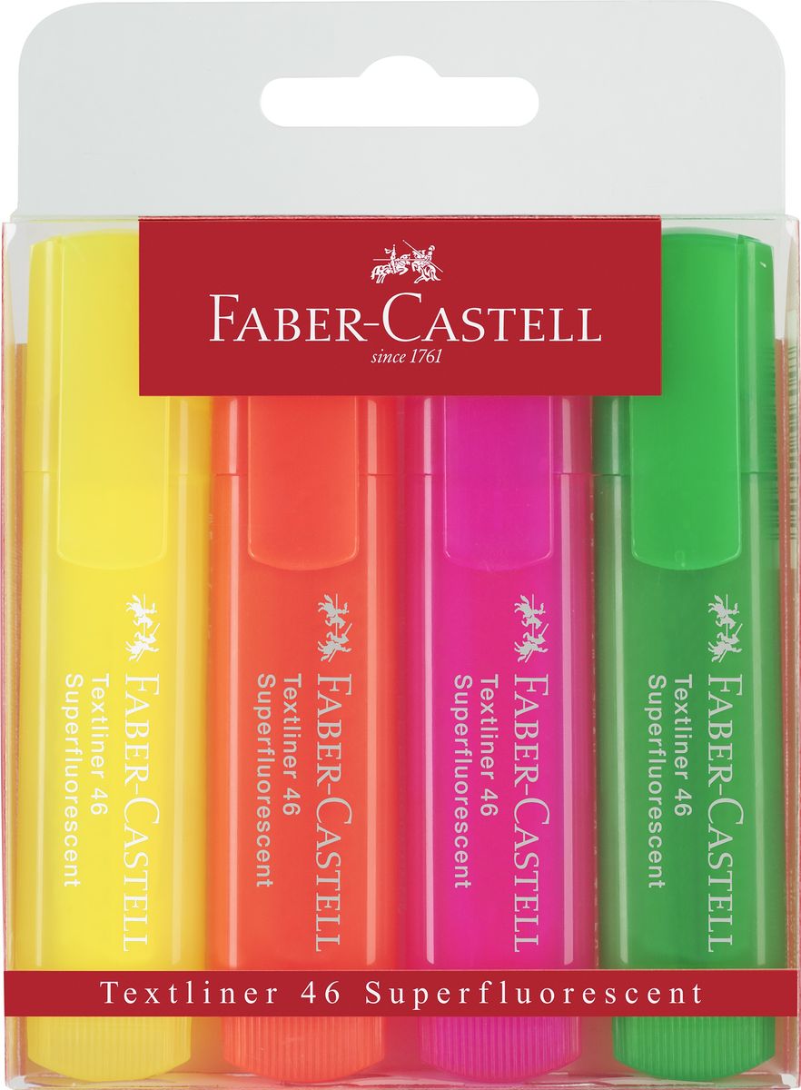 Faber-Castell 254625 Pastell Promo 4er Etui 1 Stück Textmarker TL 46 