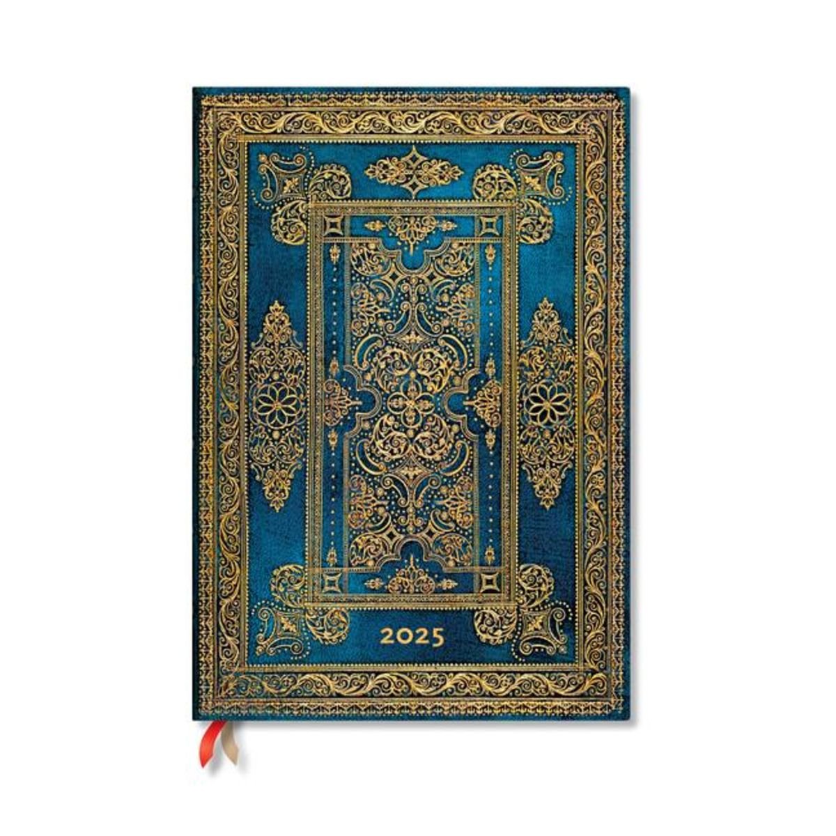 'Paperblanks 2025 Weekly Planner Blue Luxe Luxe Design 12-Month Grande Vertical Elastic Band 160 