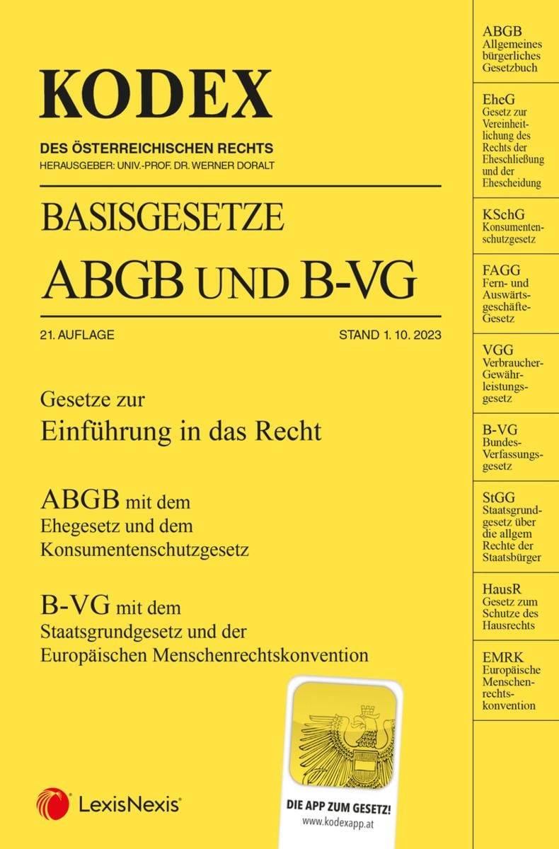 'KODEX Basisgesetze ABGB Und B-VG 2023/24 - Inkl. App' Von '' - Buch ...