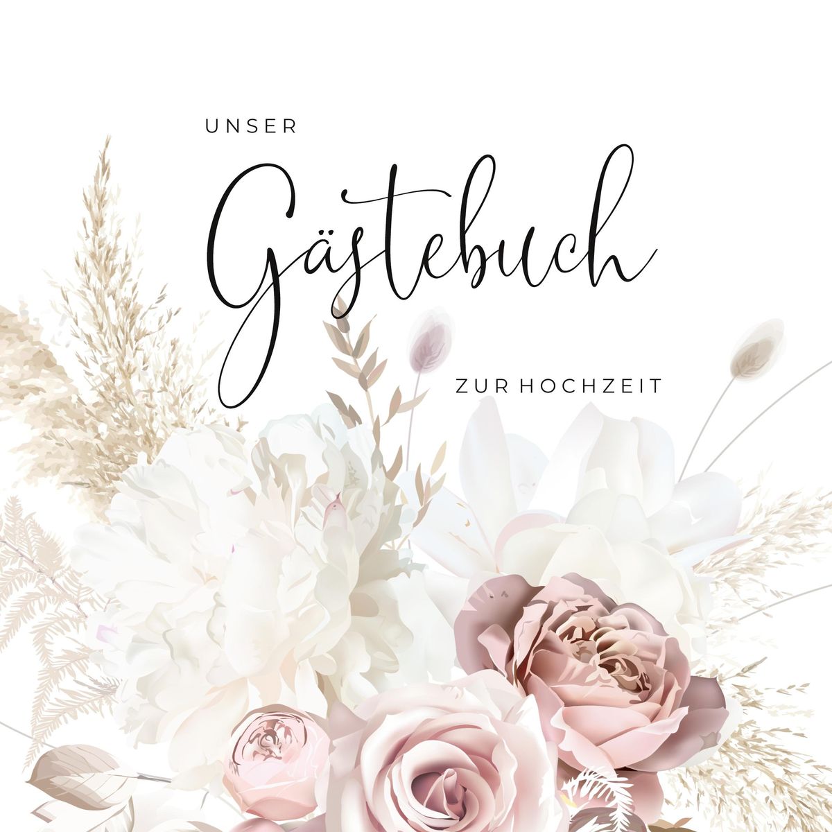 Gästebuch zur Hochzeit romantische BohoRosen von Sarah Rockstroh