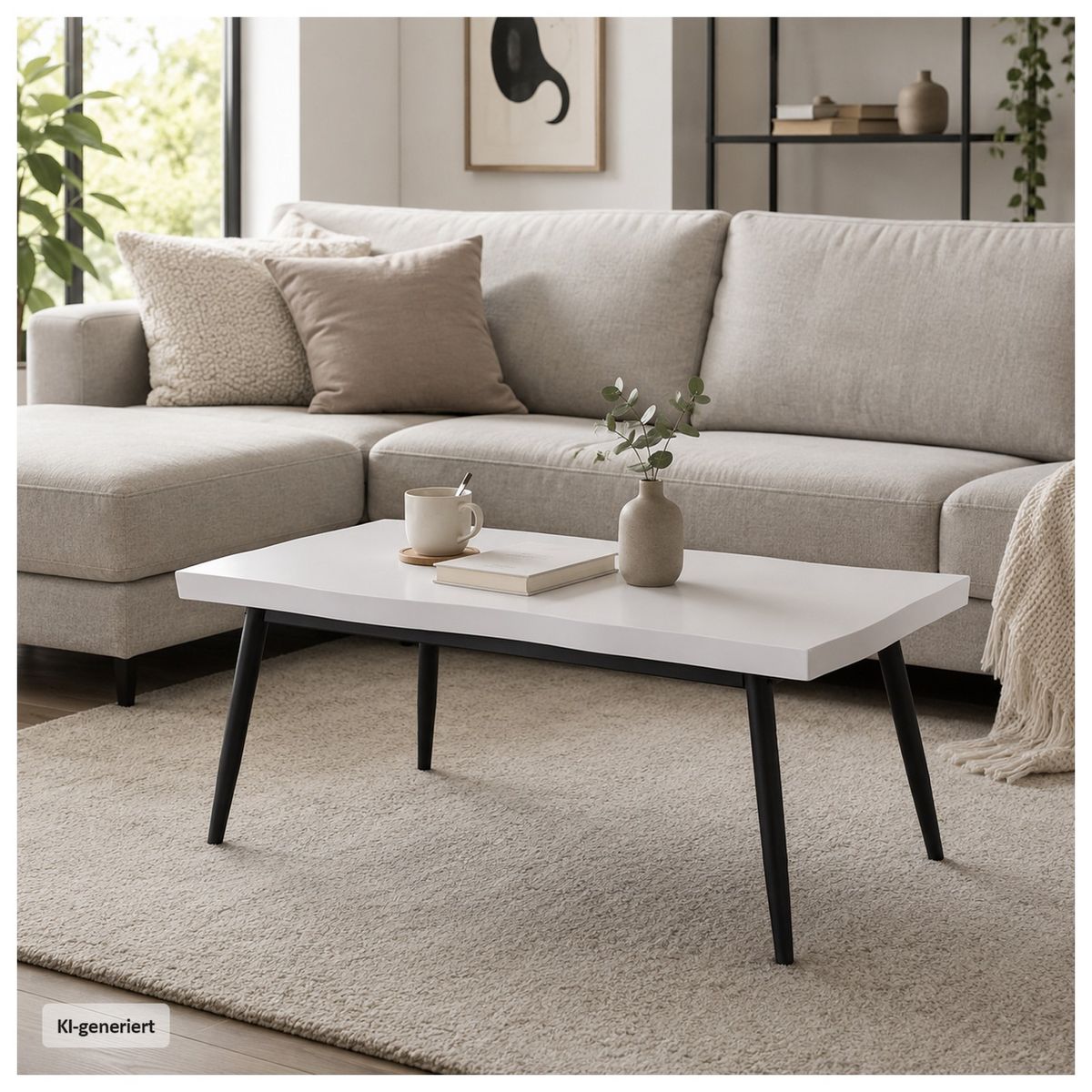HTI-Living Couchtisch Edmund Rechteckig mit Wellenkante Weiß kaufen