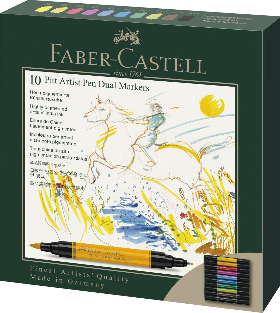 Faber-Castell Black Edition Brush Pens - 10 Color Set With Soft Felt Tips
