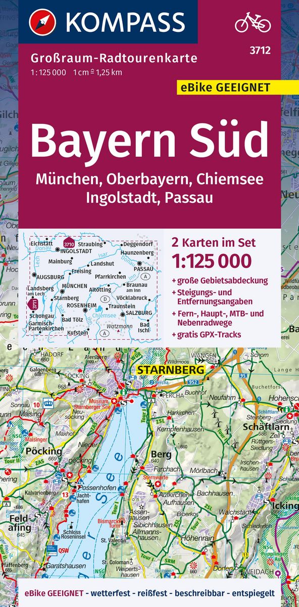 KOMPASS Gro raum Radtourenkarte 3712 Bayern S d Oberbayern Chiemsee kompass-gro-raum-radtourenkarte-3712-bayern-s-d-oberbayern-chiemsee