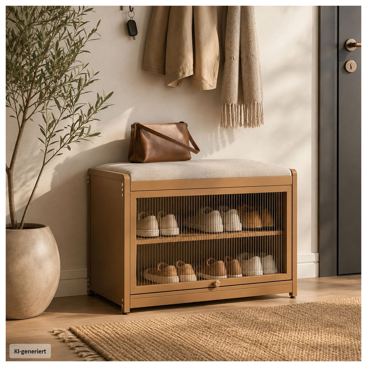 HTI-Living Schuhschrank mit Schiebetür und Sitzkissen Braun kaufen