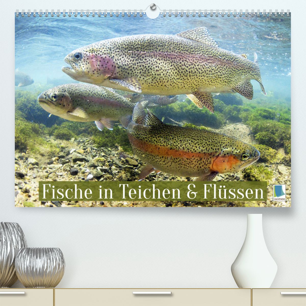 Fische in Teichen und Flüssen (Premium, hochwertiger DIN A2