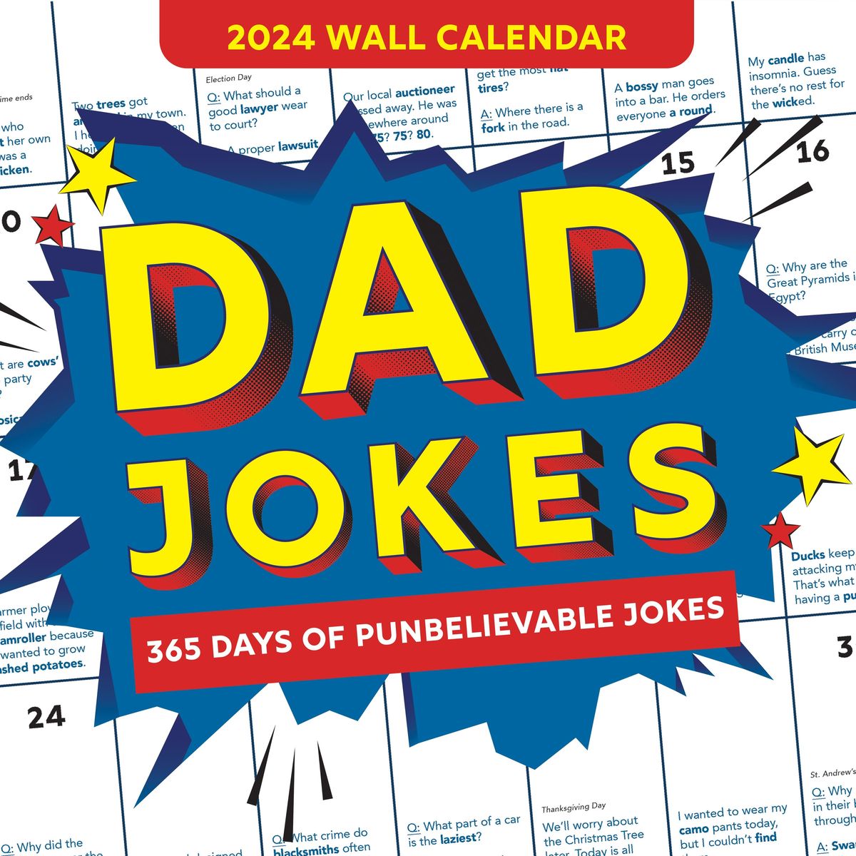 '2024 Dad Jokes Wall Calendar 365 Days of Punbelievable Jokes