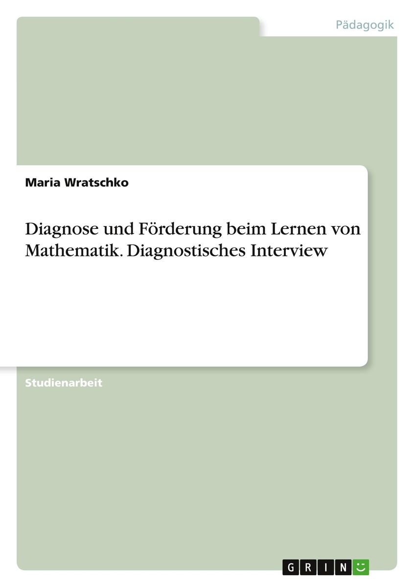 'Diagnose Und Förderung Beim Lernen Von Mathematik. Diagnostisches ...