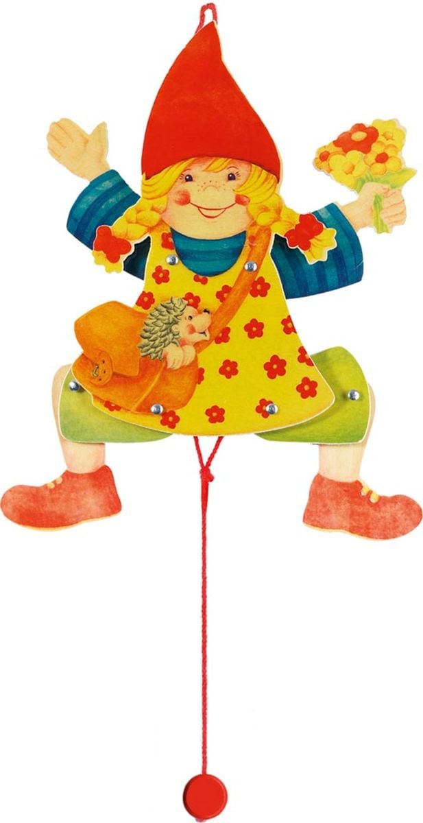 Goki Hampelfigur Ente Emmi - Holzspielzeug Mit Schnurzug Ab 3 Jahre