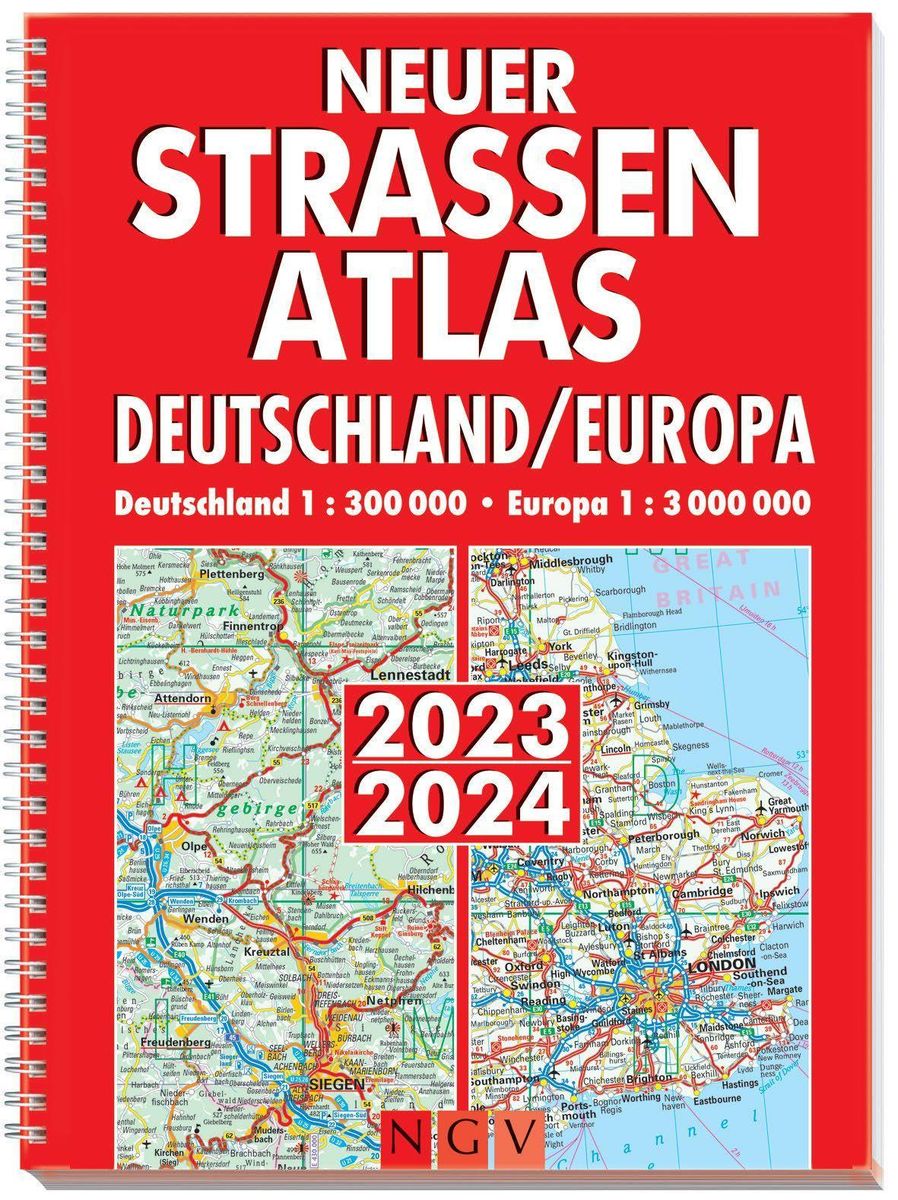 Neuer Strassenatlas Deutschland Europa 2023 2024 Spiralbindung 