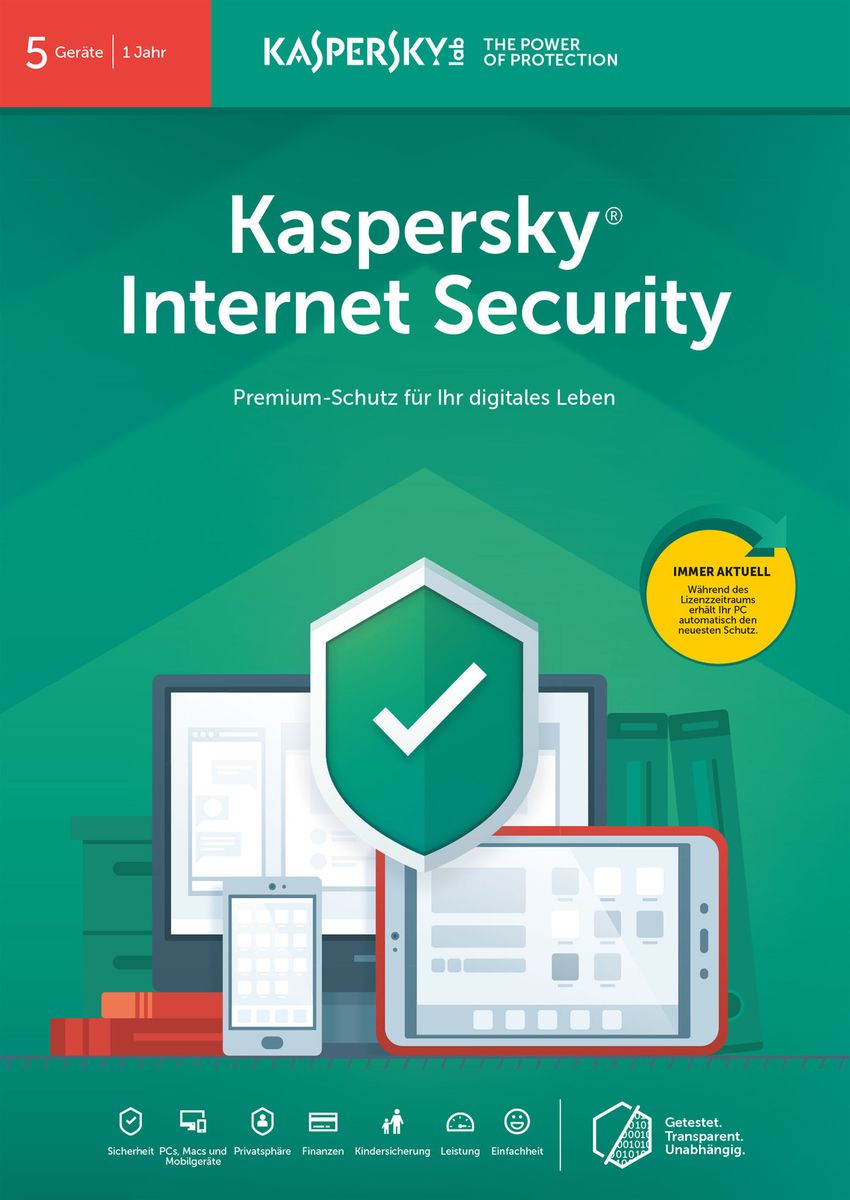 Kaspersky Internet Security (5 Geräte I 1 Jahr) (Code in a Box) (FFP ...