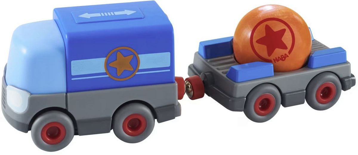 HABA Kullerb&uuml; Fuoristrada Con Rimorchio - Giocattolo Motore A Volano, Magnete, Per Bambini Dai 2 Anni