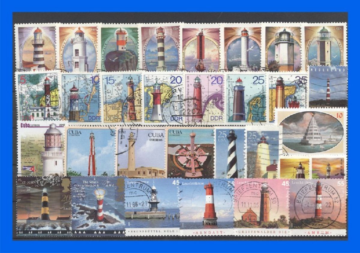 50 Verschiedene Briefmarken Mit Leuchtturm-Motiven – Sammlerkollektion, Durchgemischt & Ungesucht – Perfekt Für Einsteiger & Fortgeschrittene