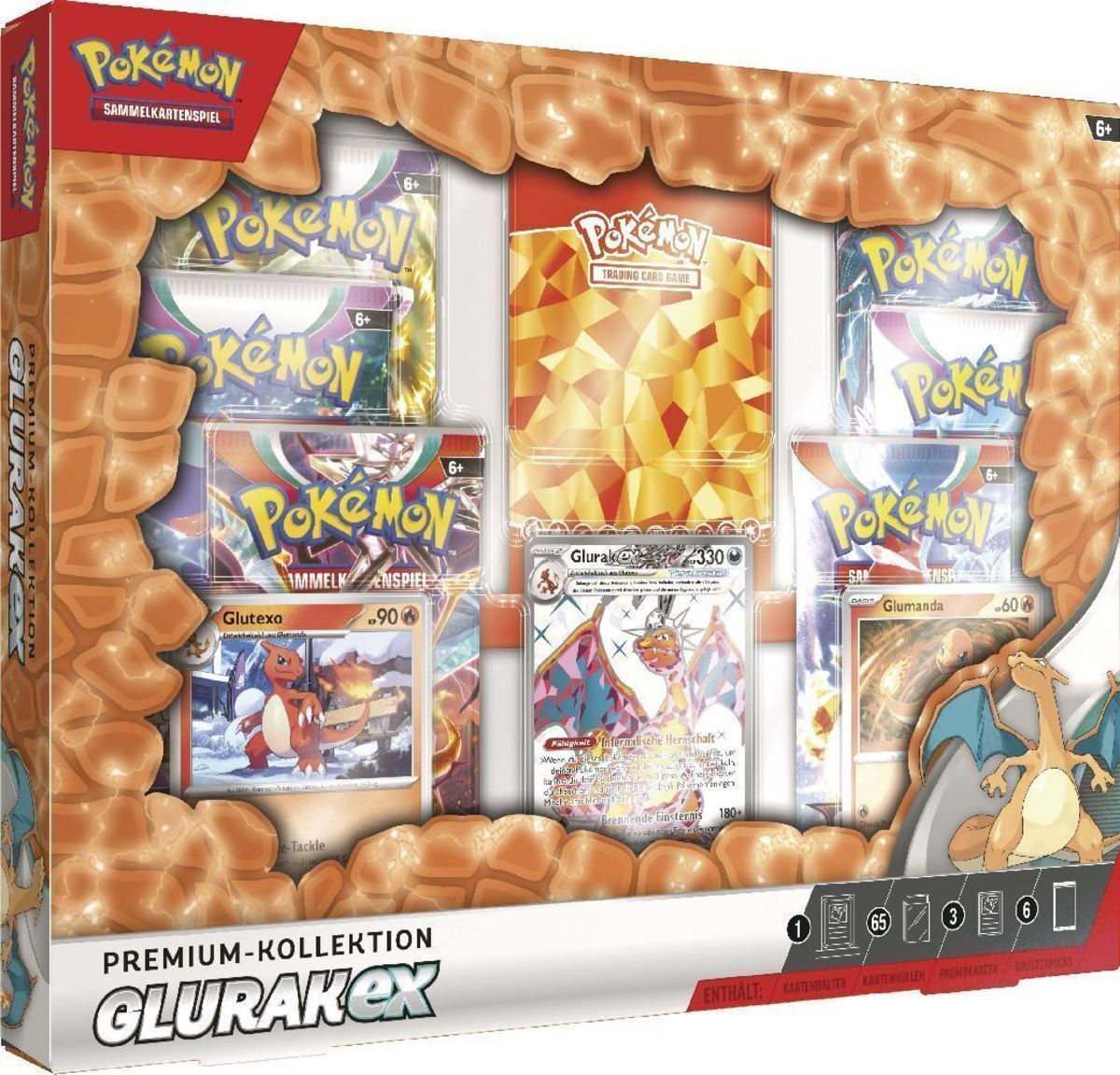 **SET** authentic Pokemon Karmesin/Purpur Steelbook + Glurak Premium TCG