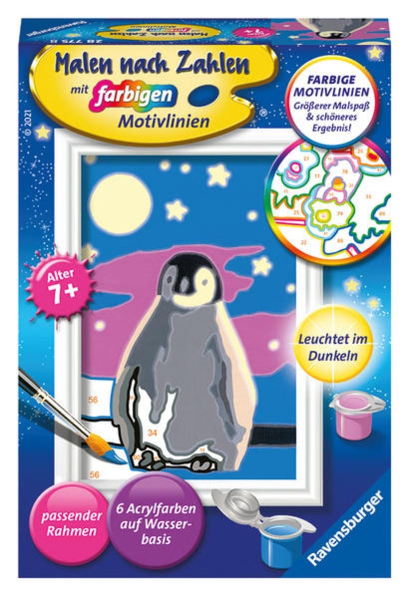 Kaiser-Pinguine unter dem Polarlicht - Malen nach Zahlen Set | Arktische Tierwelt Aurora Kunst für Anfänger Kaiser-Pinguine unter dem Polarlicht - Malen nach Zahlen Set | Arktische Tierwelt Aurora Kunst für Anfänger