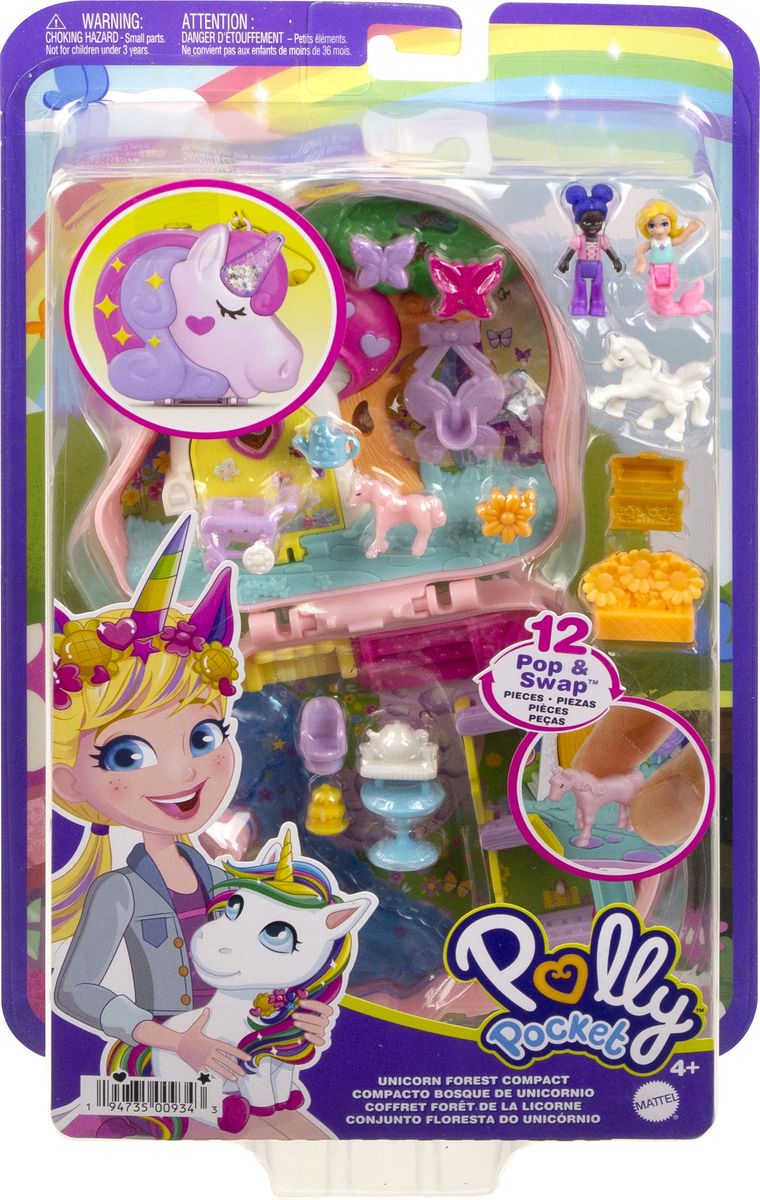 Polly Pocket - Polly Pocket Einhorn Schatulle mit Meerjungfrauen-Figur