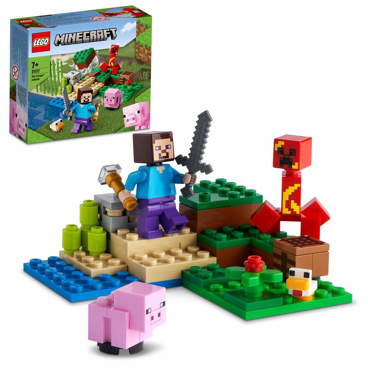kaufen Der LEGO mit des Minecraft Spielwaren Hinterhalt 21177 - Creeper, Schweinchen-Figuren\'